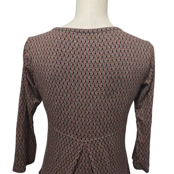Toad‎ & Co Tamaya Dos Tunic Size Small Brown Geometric Split V-neck 3/4 Sleeve - Picture 9 of 9
